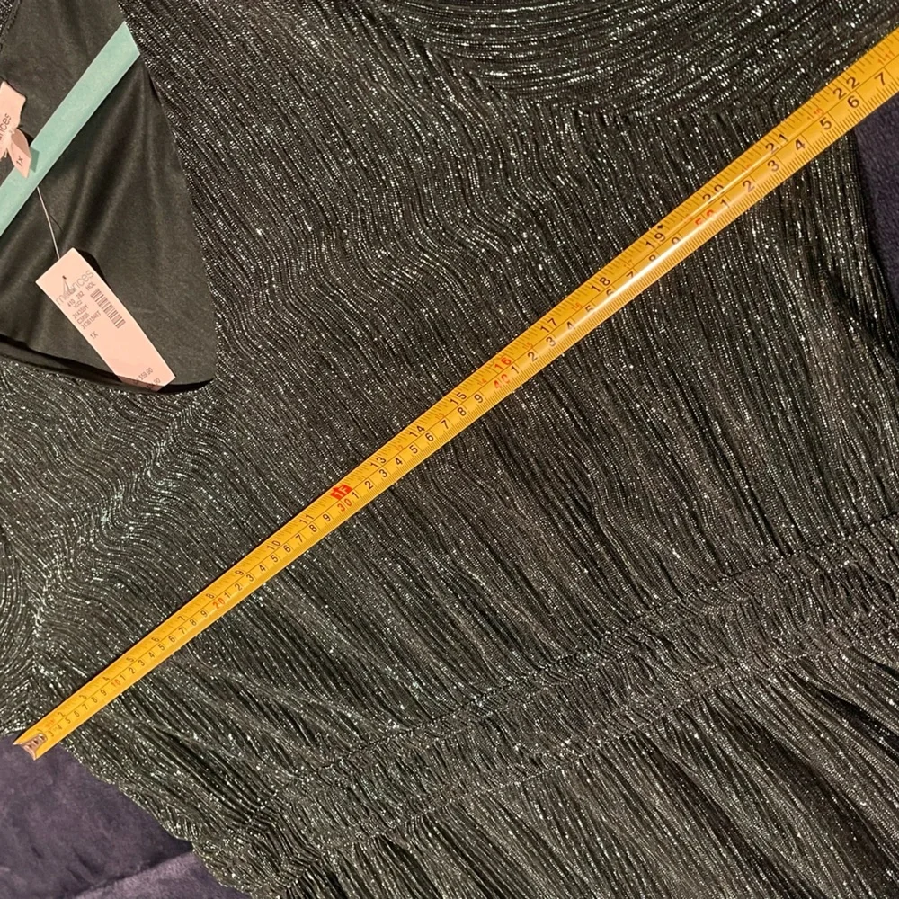 Maurices Green Metallic Thread Ruffle Tiered Midi Dress 1X - Picture 10 of 11